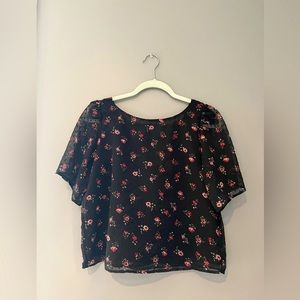 Loft Short Sleeve Flower Blouse